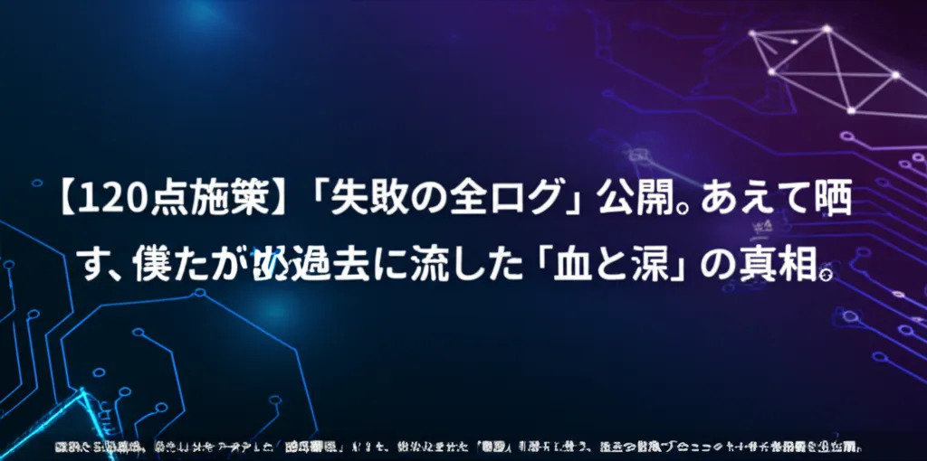 120点施策に関する失敗の全ログを公開し、過去の経験を振り返る内容が示されています。
