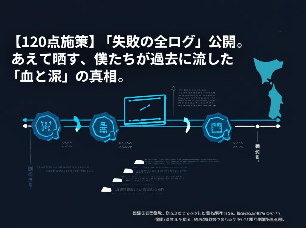 失敗の全ログを公開する内容で、過去の経験や教訓を振り返る情報が含まれている。