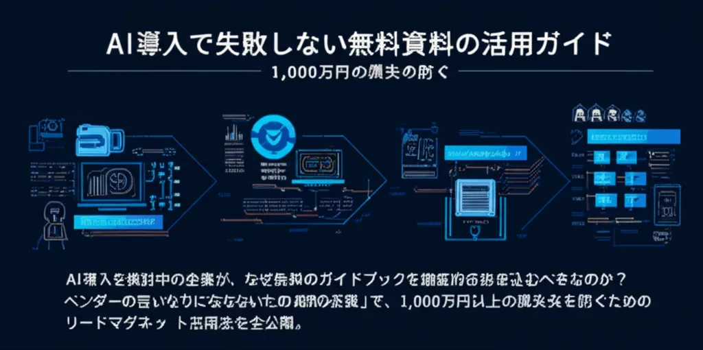 AI導入に関する無料資料の活用法を示したガイドで、具体的な内容や手法が説明されている。