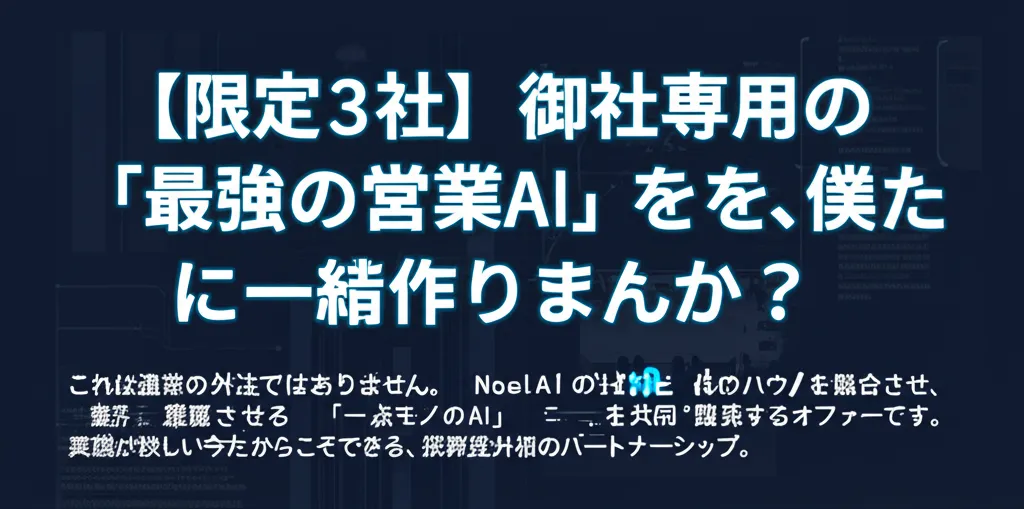 限定3社向けの営業AIの共同開発を提案する内容の画像です。