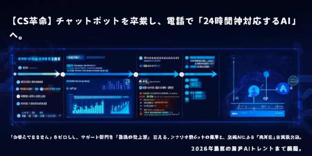 チャットボットから電話対応のAIへ進化する過程を示した図。