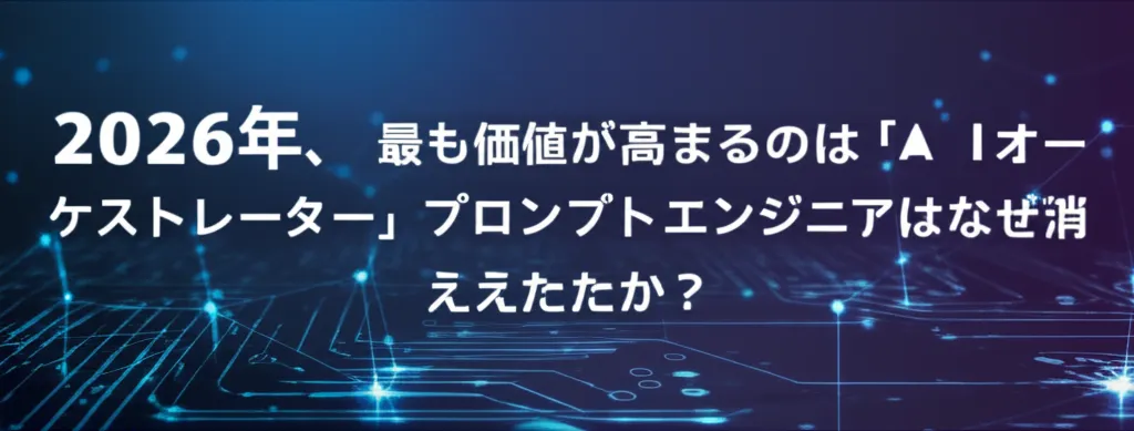 2026年に価値が高まるAIオーケストレーターについての情報が記載されている画像。