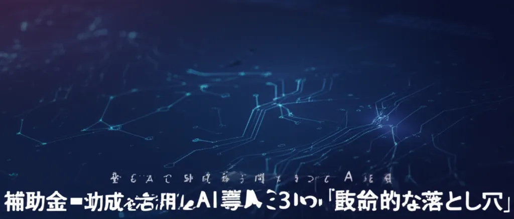 補助金を活用したAI導入に関する情報を示すデジタルな背景。