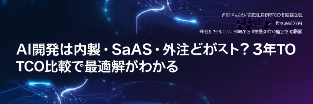 AI開発に関する内製、SaaS、外注の比較を示す情報が含まれている画像です。