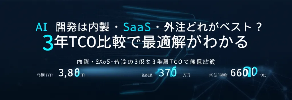 AI開発に関する内製・SaaS・外注の比較と3年TCOの最適解を示すグラフ。