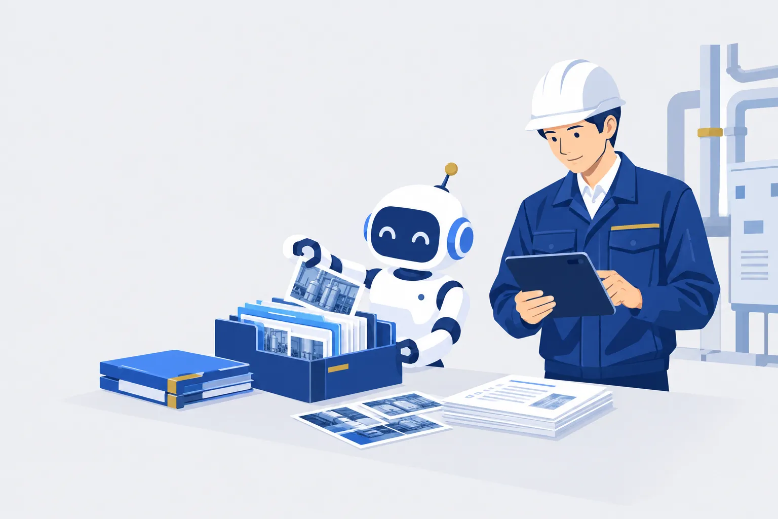 設備保守業務のAI化優先順位をイメージした編集用ビジュアル